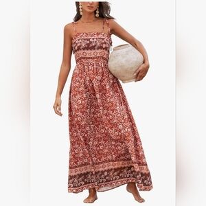 Cupshe Floral Red Maxi Dress